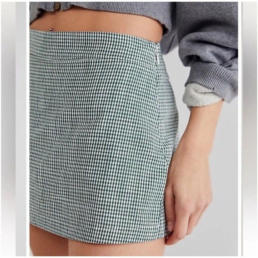 NEW Free people big dreams skirt navy blue gingham size 12